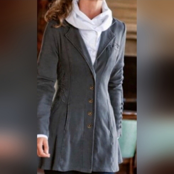 Soft Surroundings Jackets & Blazers - Soft Surroundings Tallulah Gray Button Down V Neck Jacket M